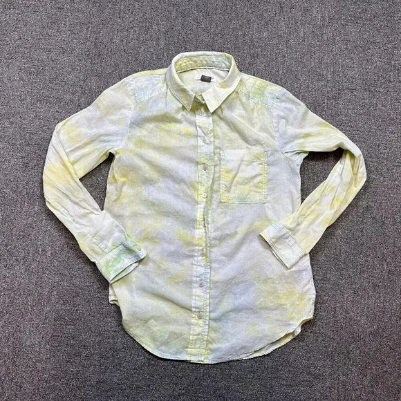 Anthropologie Pilcro And The Letterpress X-Small Button Down Tie Dye Yellow - Picture 1 of 6